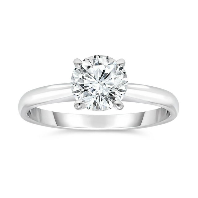 Lab Created Diamond Round Cut Solitaire Ring In 18K Gold