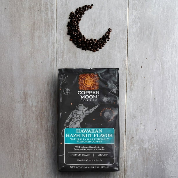 Copper Moon Coffee Medium Roast Ground Coffee, Hawaiian Hazelnut