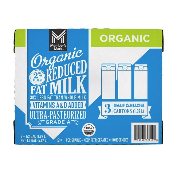 Member's Mark Organic 2% Reduced Fat Milk, 64 fl. oz., 3 pk.