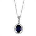 thumbnail image 1 of Oval Cut Genuine Gemstone & 0.11 CT. T.W. Diamond Halo Pendant Necklace in 14K Gold, 1 of 6