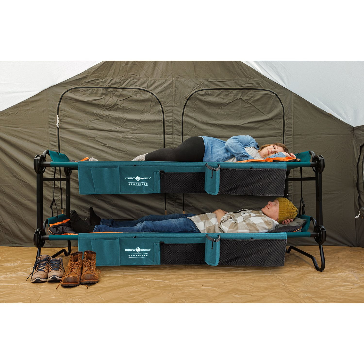 Large Disc-O-Bed Bunkable Cots with Side Organizers
