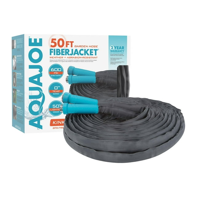 Aqua Joe 50' Superlight Fiberjacket Garden Hose, 5/8 Diameter