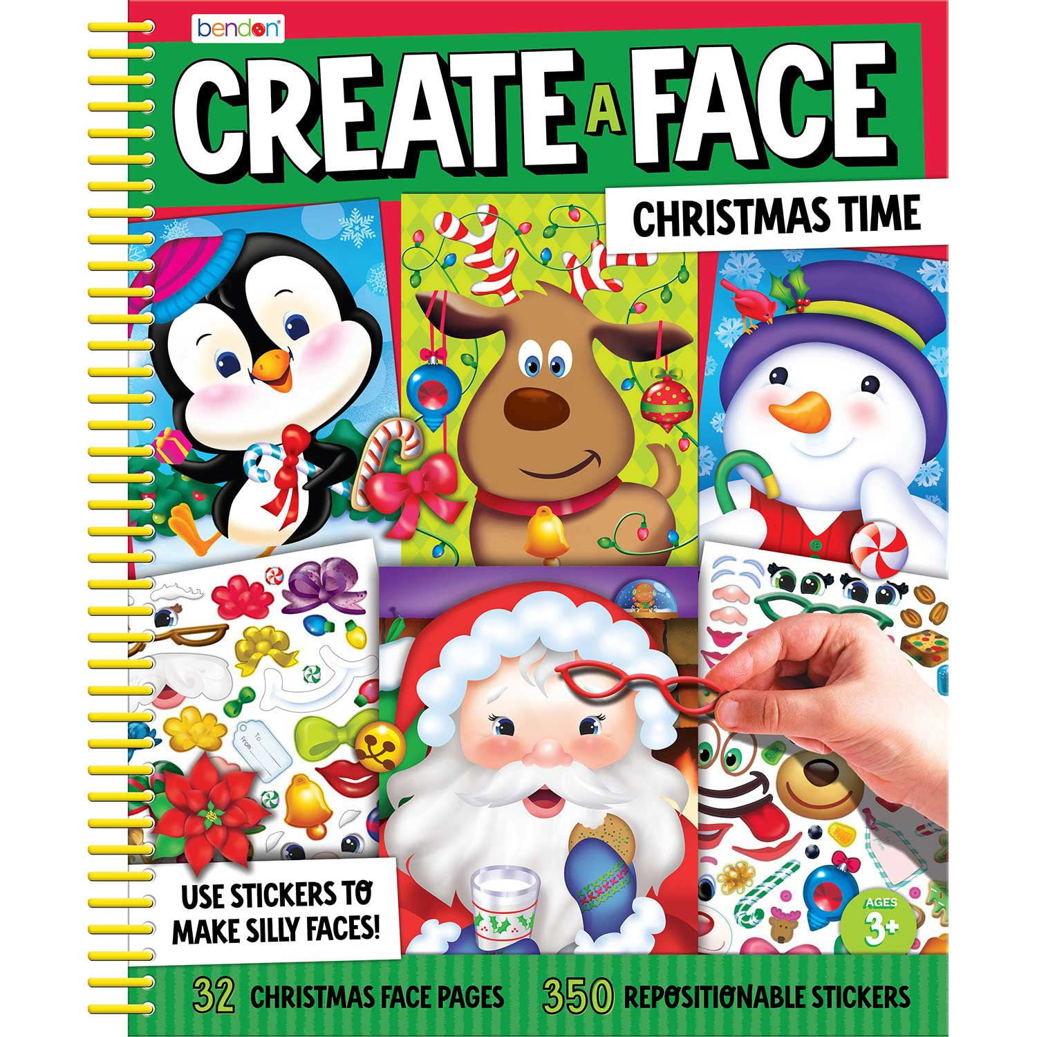 Bendon's Christams Create-A-Face Sticker Activity Pad, Spiral Bound ...