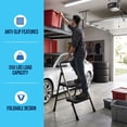 thumbnail image 3 of Simpli-Magic Black 2 or 3 Step Folding Ladder Options, ANSI Type III Certified, Lightweight Steel Step Stool with Anti-Slip Wide Steps and Padded Handrail for Kitchen, Closet, Office, Garage, 3 of 4