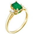 thumbnail image 3 of Emerald Cut Natural Gemstone & 0.20 CT. T.W. 3-Stone Diamond Ring in 14K Gold, 3 of 6