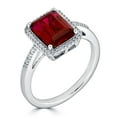 thumbnail image 2 of Emerald Cut Gemstone & 0.14 CT. T.W. Halo Diamond Ring in Sterling Silver, 2 of 5