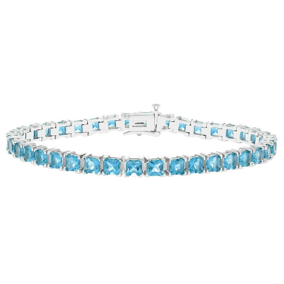 Princess Cut Gemstone Tennis Bracelet in Sterling Silver