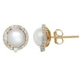 thumbnail image 2 of Freshwater Cultured Pearl Earrings with Diamond Accents in 14k Yellow Gold, 2 of 5