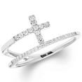 thumbnail image 1 of 0.16 CT. T.W. Diamond Cross Ring in Sterling Silver, 1 of 5