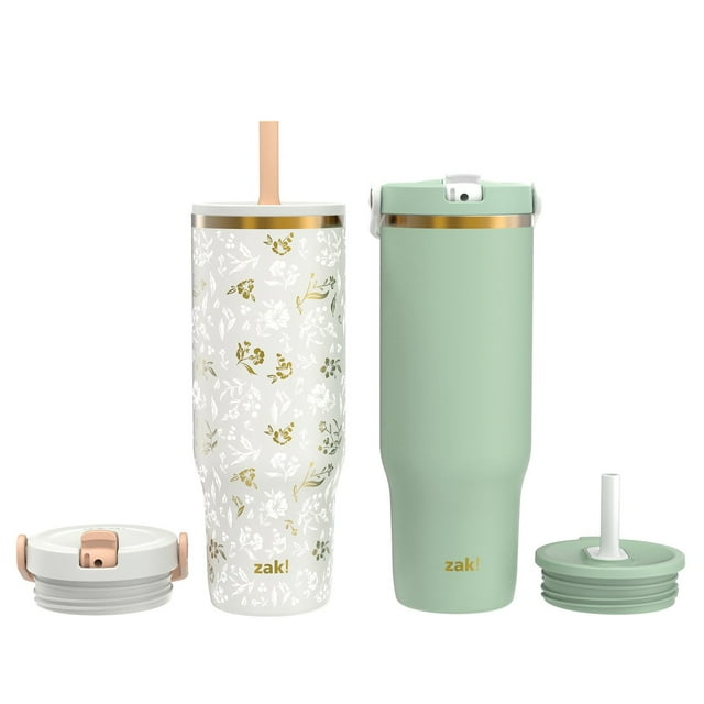 Zak Designs 30-oz. Stainless Steel Double Wall Sutton Flex Tumbler, 2-Piece Set