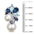 thumbnail image 3 of Freshwater Cultured 6-8.5mm Pearl & Gemstone Earrings in Sterling Silver, 3 of 5