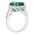 thumbnail image 2 of Lab Created Emerald Cut Gemstone and Diamond Ring in Sterling Silver, 2 of 4