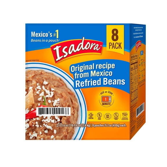 Isadora Original Refried Beans Pouch, 15.2 oz., 8 pk.