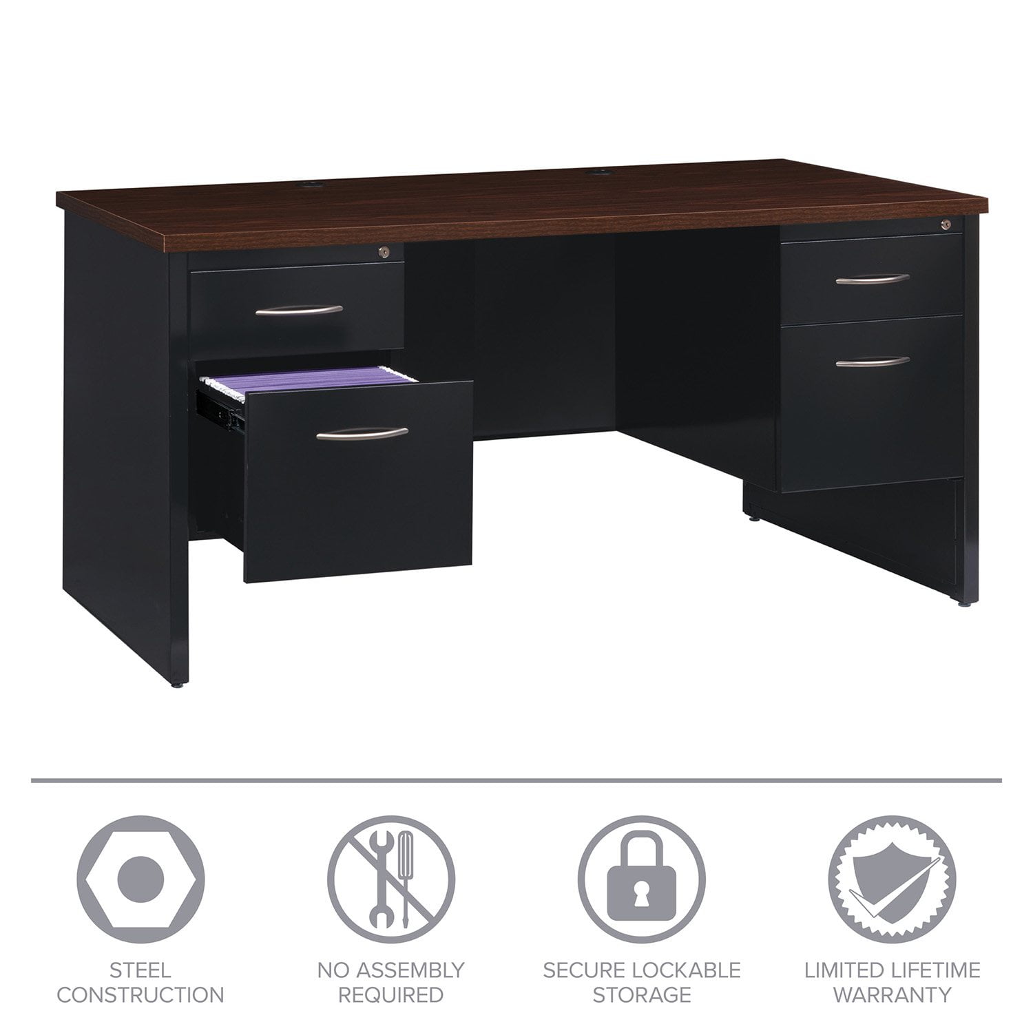 Hirsh Executive Office Modular Double Pedestal File Office Desk