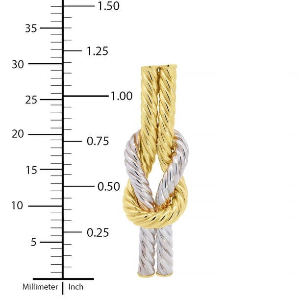14K Italian Two-Tone Ribbed Interlocked Earrings With Post
