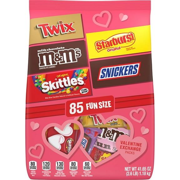 Mars Mixed Valentine's Day Candy, Variety Pack, Fun Size, 85 ct.