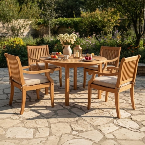 Cambridge Casual Mosko Teak Outdoor Dining Patio Set, 5pc