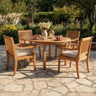 Cambridge Casual Mosko Teak Outdoor Dining Patio Set, 5pc