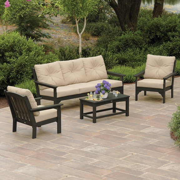 POLYWOOD Gulf Shores Sofa Seating Set with Sunbrella Fabric, 4pc
