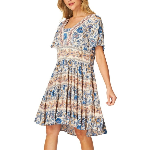 bila dress sam's club Bila Women's Floral Paisley Short Tiered Dress