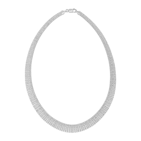 Graduated Diamond Cut Cleopatra Necklace in Sterling Silver