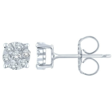 0.23 CT. T.W. Round Cut Cluster Diamond Stud Earrings in 14K Gold