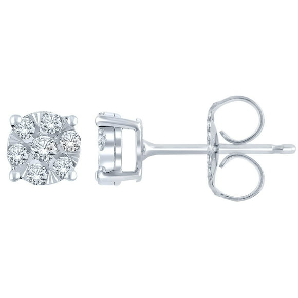 0.23 CT. T.W. Round Cut Cluster Diamond Stud Earrings in 14K Gold