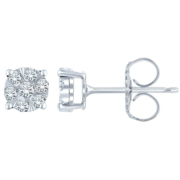 0.23 CT. T.W. Round Cut Cluster Diamond Stud Earrings in 14K Gold