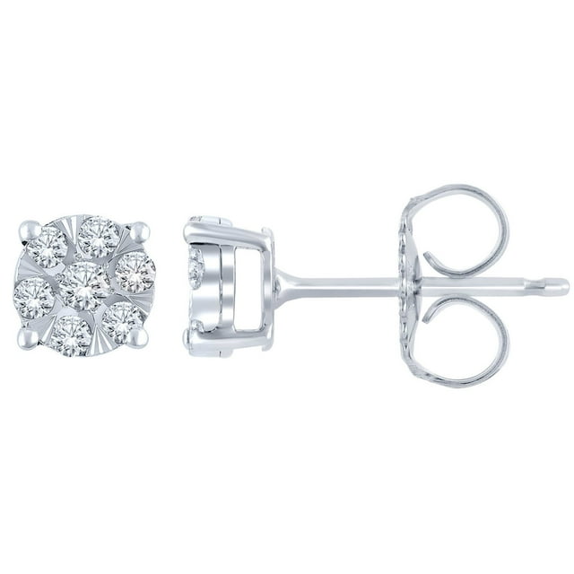 0.23 CT. T.W. Round Cut Cluster Diamond Stud Earrings in 14K Gold