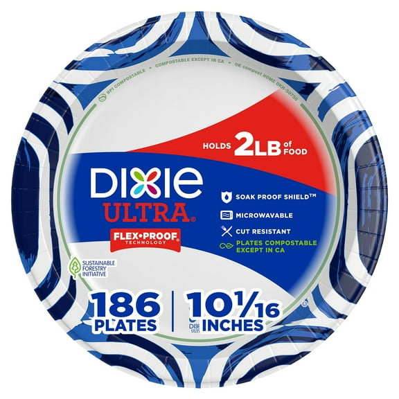 Dixie Ultra Heavyweight Dinner Paper Plates, 10", 186 ct.