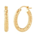 thumbnail image 1 of Crystal Cut Round Hoop Earrings in 14K Gold, 1 of 5