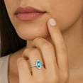thumbnail image 4 of Marquise Cut Gemstone & .20 CT TW Diamond Ring in Sterling Silver, 4 of 4