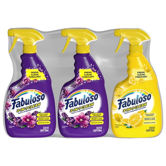 Fabuloso 3-in-1 Clean Spray, Multi-Purpose Cleaner, Lavender & Lemon Scent, 3 ct., 25.3 fl. oz.