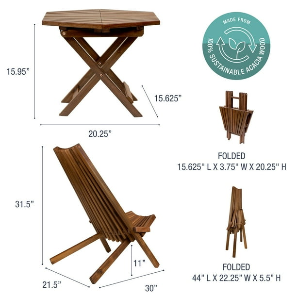 CleverMade Tamarack Outdoor Acacia Wood Patio Set, 7pc - Samsclub.com
