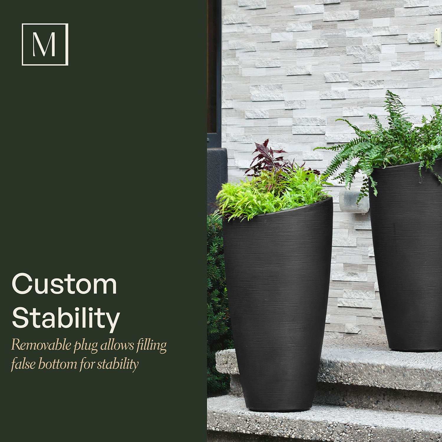 Mayne Modesto 32-Inch Tall Indoor and Outdoor Planter Black / 2-pack