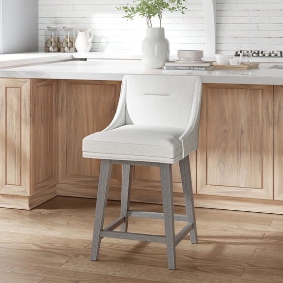 HH2 Home Upholstered Tapered Back Wood Adjustable Height Swivel Bar Stool