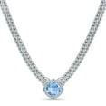 thumbnail image 1 of Cushion Cut Blue Topaz Pendant Necklace in Sterling Silver, 1 of 4