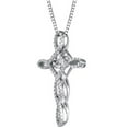thumbnail image 2 of Dancing Created White Sapphire and 0.15 CT. T.W. Diamond Cross Pendant in Sterling Silver, 2 of 4