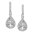 thumbnail image 2 of Pear Cut Gemstone & Halo Diamond Tear Drop Dangle Earrings in 14K Gold, 2 of 4