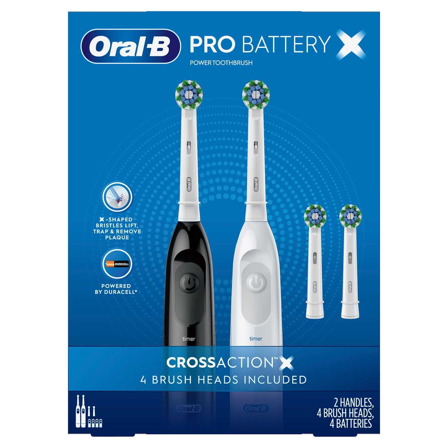 Oral-B Pro Advantage Battery-Powered Toothbrush, 2 Handles + 4