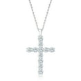 thumbnail image 1 of Lab Created Round Cut Cross Diamond Pendant Necklace in 18K Gold, 1 of 7