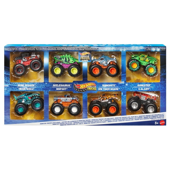 Hot Wheels Monster Trucks Live 8-Pack of 1:64 Scale Die-Cast Hero Toy Trucks