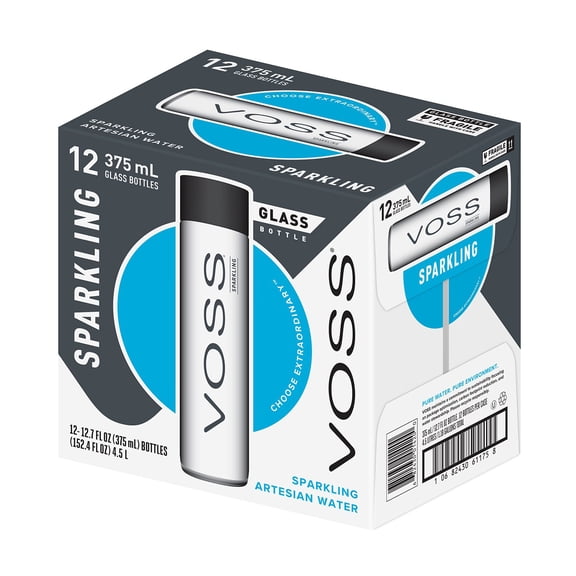 VOSS Sparkling Water Bottles, 375ml, 12 pk.