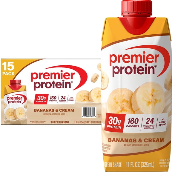 Premier Protein 30g High Protein Shake, Bananas & Cream 11 fl. oz., 15 pk.