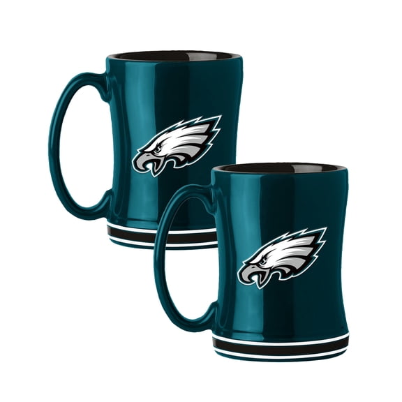 Logo Brands Philadelphia Eagles 14oz Relief Mug Set