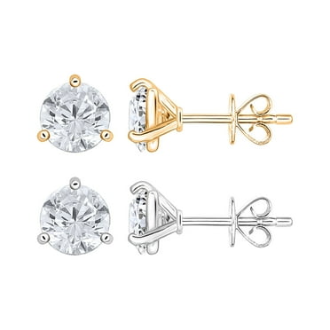 Round Cut Diamond Martini Set Stud Earrings in 14K Gold