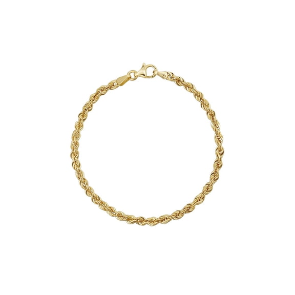 Diamond Cut Rope Chain Bracelet in 14K Gold