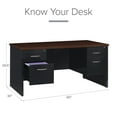 thumbnail image 4 of Hirsh Executive Office Modular Double Pedestal File Office Desk, Choose Color, 4 of 11