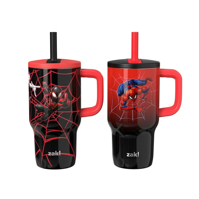 Zak Designs 16-oz Stainless Steel Double-Wall Tumbler for Kids with Straw, 2-Piece Set