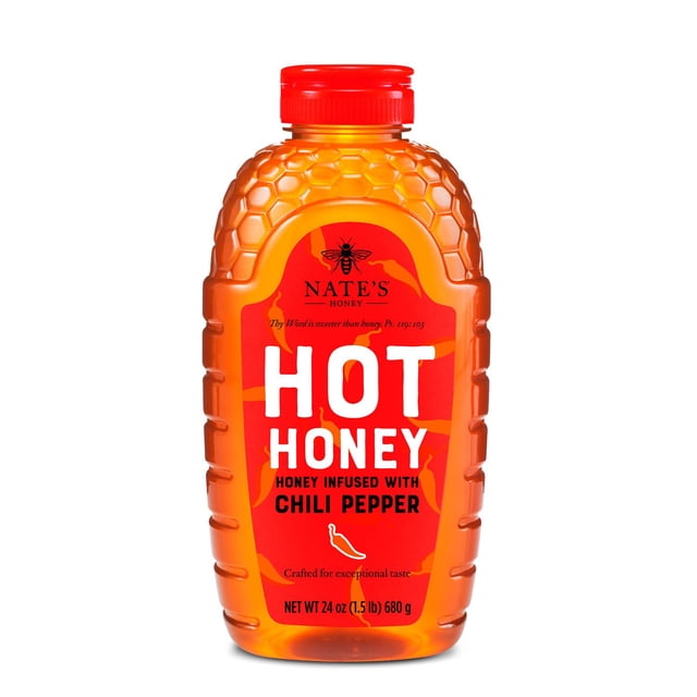 Nate's Honey 100% Pure Hot Honey with Habanero Chili Peppers, 24 oz.